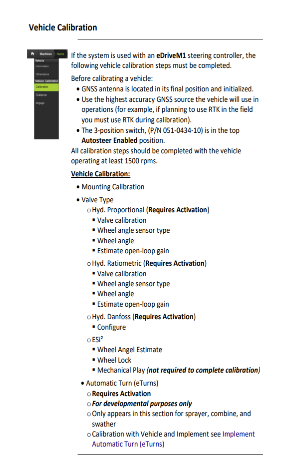 Vehicle Calibration Menu Outback Guidance