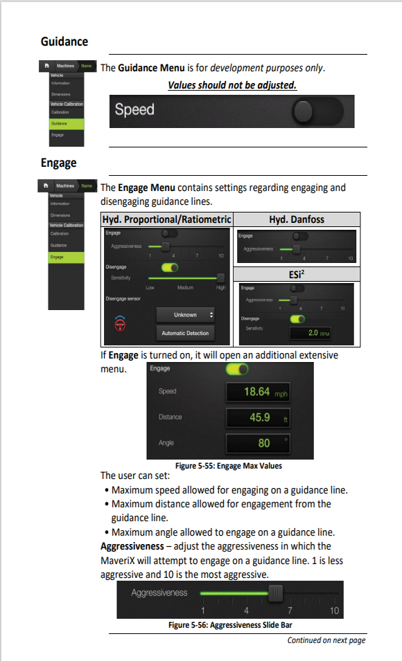 Engage Menu and Disengage Calibration – Outback Guidance