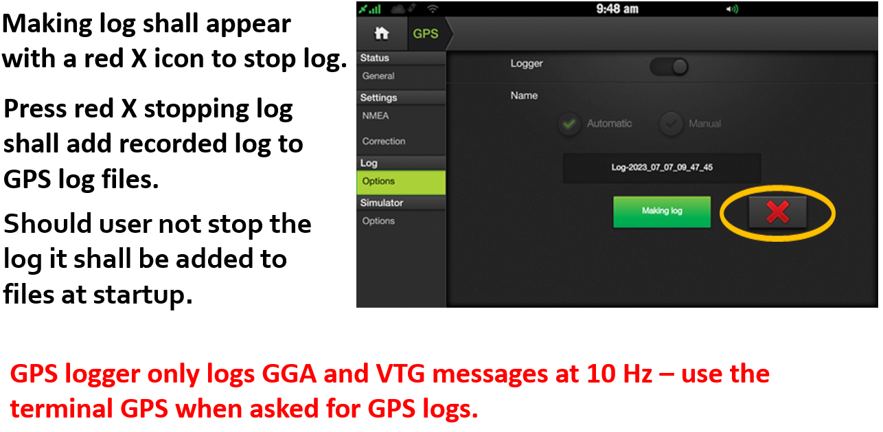 Logging Terminal GPS and Receiver GPS Logs Outback Guidance