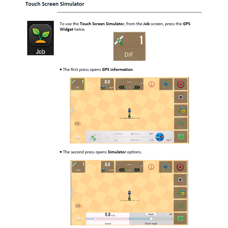 Touch Screen Simulator Outback Guidance